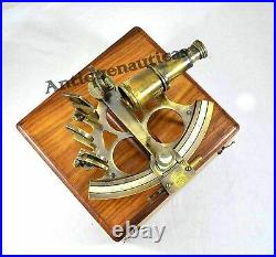 SEXTANT 6 Inch Nautical German Working Vintage Antique Marine With Wooden Box