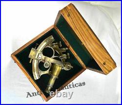 SEXTANT 6 Inch Nautical German Working Vintage Antique Marine With Wooden Box