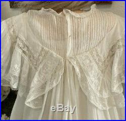 STUNNING Antique French Lace Dress & Hat For Large Jumeau, Bru or German Doll