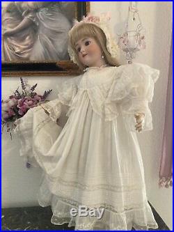 STUNNING Antique French Lace Dress & Hat For Large Jumeau, Bru or German Doll