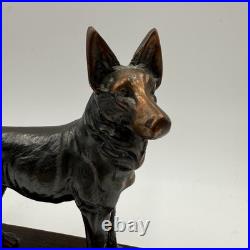 Set 2 Vintage Antique Bronze German Shepherd Guard Dog Statue Sculpture Bookends Set 2 Vintage Antique Bronze German Shepherd Guard Dog Statue Sculpture Bookends