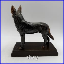 Set 2 Vintage Antique Bronze German Shepherd Guard Dog Statue Sculpture Bookends Set 2 Vintage Antique Bronze German Shepherd Guard Dog Statue Sculpture Bookends