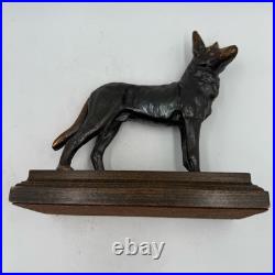 Set 2 Vintage Antique Bronze German Shepherd Guard Dog Statue Sculpture Bookends Set 2 Vintage Antique Bronze German Shepherd Guard Dog Statue Sculpture Bookends