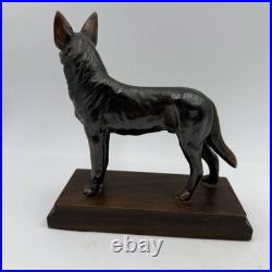 Set 2 Vintage Antique Bronze German Shepherd Guard Dog Statue Sculpture Bookends Set 2 Vintage Antique Bronze German Shepherd Guard Dog Statue Sculpture Bookends