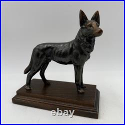 Set 2 Vintage Antique Bronze German Shepherd Guard Dog Statue Sculpture Bookends Set 2 Vintage Antique Bronze German Shepherd Guard Dog Statue Sculpture Bookends