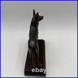 Set 2 Vintage Antique Bronze German Shepherd Guard Dog Statue Sculpture Bookends Set 2 Vintage Antique Bronze German Shepherd Guard Dog Statue Sculpture Bookends