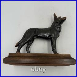 Set 2 Vintage Antique Bronze German Shepherd Guard Dog Statue Sculpture Bookends Set 2 Vintage Antique Bronze German Shepherd Guard Dog Statue Sculpture Bookends