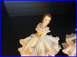 Set 2 of vintage antique German Dresden Porcelain lace figurine dancer/woman