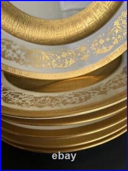 Set 6 VTG Antique German Raise Gold Encrust Baskets Scrolls Luncheon 11 Plates