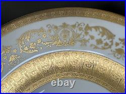 Set 6 VTG Antique German Raise Gold Encrust Baskets Scrolls Luncheon 11 Plates