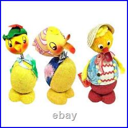 Set of 3 Vintage Duck Christmas Easter Candy Container Bobble Head, German 1950s