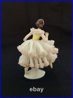 Set of 4 vintage antique German Dresden Porcelain lace figurine dancer/woman Set of 4 vintage antique German Dresden Porcelain lace figurine dancer/woman