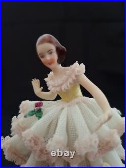 Set of 4 vintage antique German Dresden Porcelain lace figurine dancer/woman Set of 4 vintage antique German Dresden Porcelain lace figurine dancer/woman