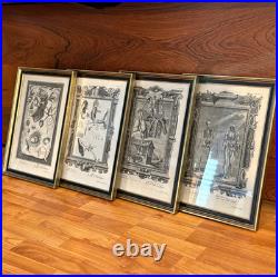 Set of Four Antique German Anatomical Copper Engraving Plate Prints Framed