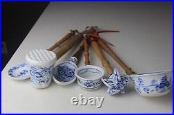 Set of Six Antique German Blue and White Porcelain Kitchen Utensils