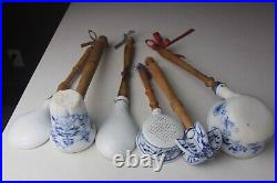 Set of Six Antique German Blue and White Porcelain Kitchen Utensils