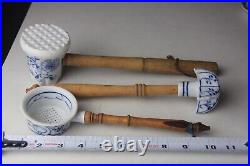 Set of Six Antique German Blue and White Porcelain Kitchen Utensils