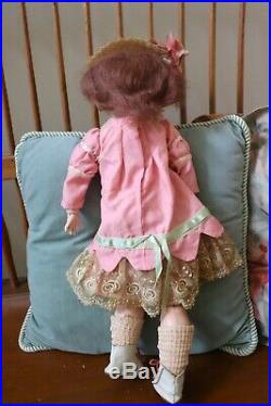 Simon & Halbig Antique German Bisque Doll jointed 20 inches pink dress