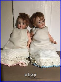 Simon Halbig Twins 9 Antique Bisque Head Dolls Set of 2