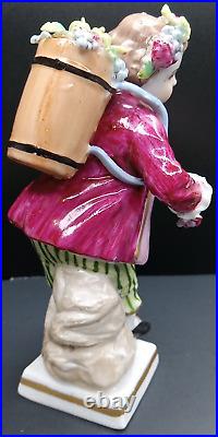 Sitzendorf Porcelain Figurine Boy Harvesting Grapes German Vintage Antique Rare Sitzendorf Porcelain Figurine Boy Harvesting Grapes German Vintage Antique Rare