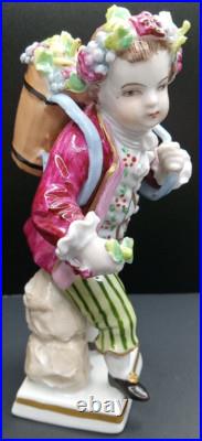 Sitzendorf Porcelain Figurine Boy Harvesting Grapes German Vintage Antique Rare Sitzendorf Porcelain Figurine Boy Harvesting Grapes German Vintage Antique Rare