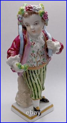 Sitzendorf Porcelain Figurine Boy Harvesting Grapes German Vintage Antique Rare Sitzendorf Porcelain Figurine Boy Harvesting Grapes German Vintage Antique Rare