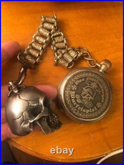 Skull Skeleton Industrial German Pocket Watch Vintage Antique Vintage #S-44