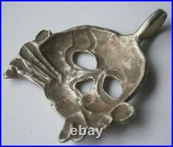 Skull with Bones Pendant German Sterling silver 835 ww2 WWII ww1 WWI Art Jewelry