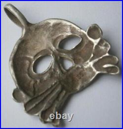 Skull with Bones Pendant German Sterling silver 835 ww2 WWII ww1 WWI Art Jewelry