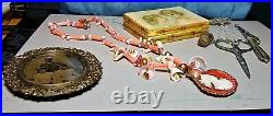 Small Sewing Chatelaine Antique Sterling Filigree Chatelaine Brooch, German Ster