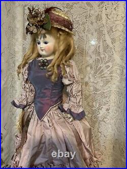 Sonneberg Germany Domed Head Mystery Doll Almond Eyes Fashion Body Taffeta Gown
