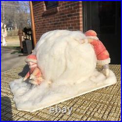 Spun Cotton Heubach 6 Kids & Lrg SNOWBALL Antique Christmas GermanAS IS