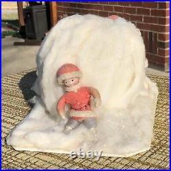 Spun Cotton Heubach 6 Kids & Lrg SNOWBALL Antique Christmas GermanAS IS