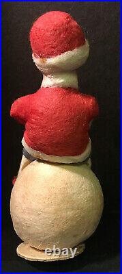 Spun Cotton Heubach BOY w MUFF on SNOWBALL Antique Christmas German Ornament 4