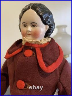 Superb 19 Antique 1850s Brown-Eyed Greiner China Lovely Period Costume & Boots