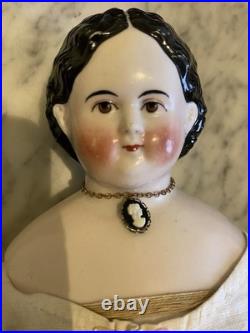 Superb 19 Antique 1850s Brown-Eyed Greiner China Lovely Period Costume & Boots