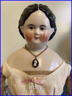 Superb 19 Antique 1850s Brown-Eyed Greiner China Lovely Period Costume & Boots