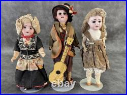 Three Small Antique German Bisque Head Dolls GJ-34