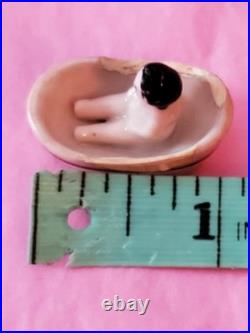 Tiny 1 Antique German Bisque Frozen Charlotte in Bathtub Dollhouse Doll Toy