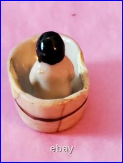 Tiny 1 Antique German Bisque Frozen Charlotte in Bathtub Dollhouse Doll Toy