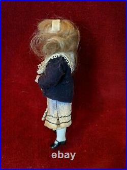 Tiny Antique German Bisque Girl Doll in Original Clothes HTF! 4