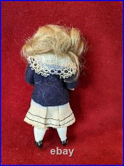 Tiny Antique German Bisque Girl Doll in Original Clothes HTF! 4