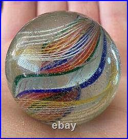 UNUSUAL Antique Vintage Handmade German FAT Colorful Divided Core Marble 1.82