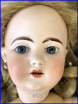 Unidentified 14.5 Antique German  Bisque Head Pierced Ears Doll Marked 5