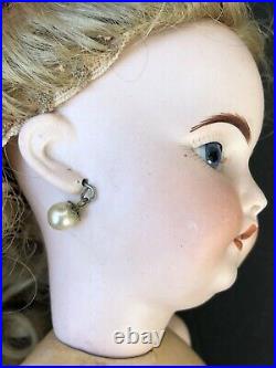 Unidentified 14.5 Antique German  Bisque Head Pierced Ears Doll Marked 5