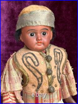 Unidentified Antique German 11 Dark Complexion Bisque Head Boy Doll