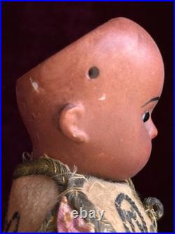 Unidentified Antique German 11 Dark Complexion Bisque Head Boy Doll