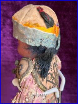 Unidentified Antique German 11 Dark Complexion Bisque Head Boy Doll