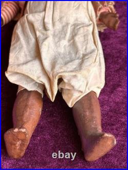 Unidentified Antique German 11 Dark Complexion Bisque Head Boy Doll