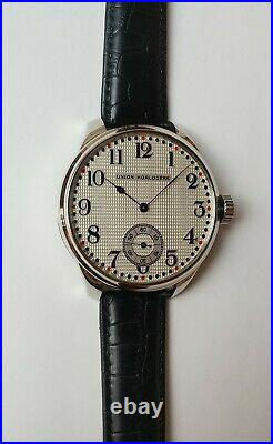 Union Horlogere Antique 1910's Wristwatch Steel Case, Exhibition Back